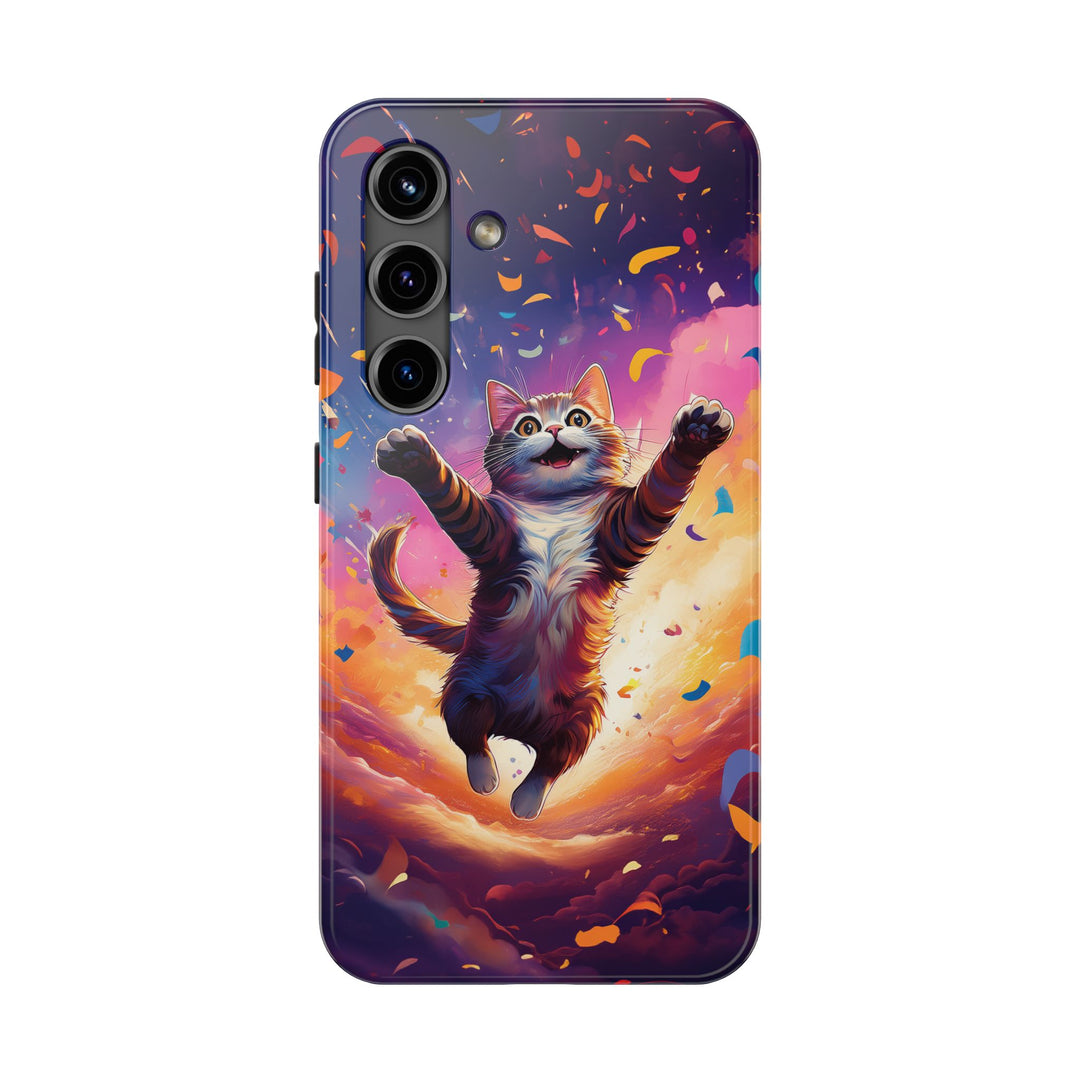 Celebration Cat Tough Phone Case – Bold Protection with a Burst of Fun