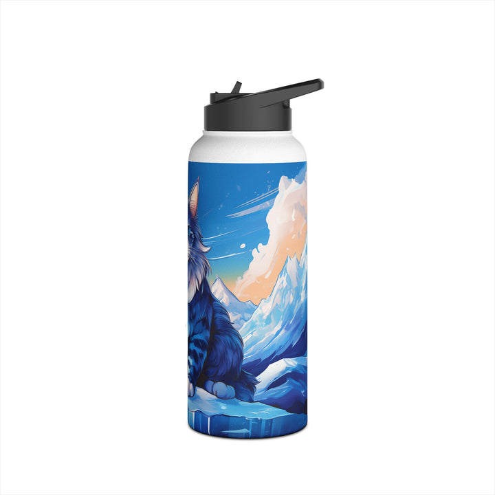 Majestic Mountain Cat Stainless Steel Water Bottle – Hydration for Every Adventure