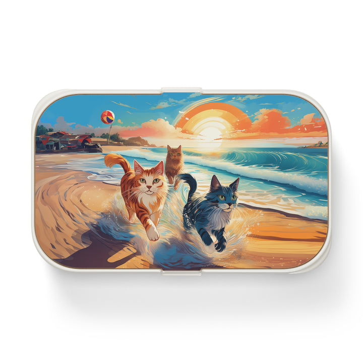 Sunset Beach Cat Bento Box – Vibrant & Eco-Friendly Lunch Companion