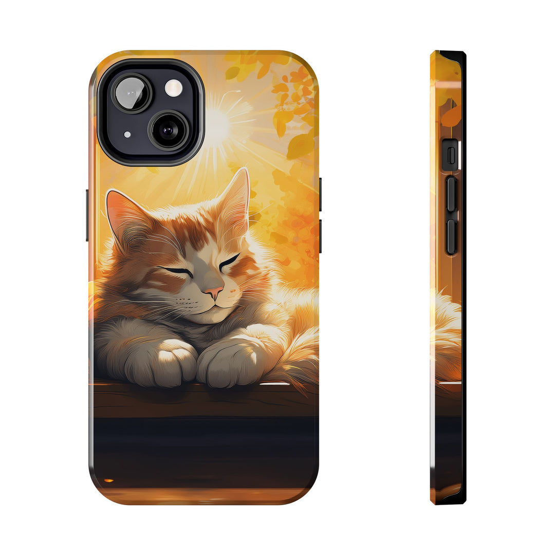 Sunlit Cat Tough Phone Case – Warmth and Protection in One