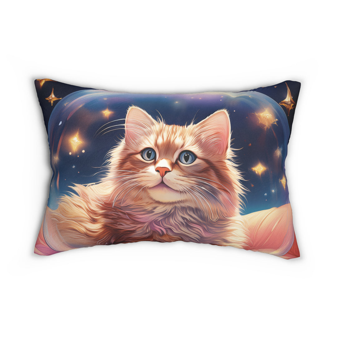 Stellar Serenity Cat Lumbar Pillow – Elevate Your Home Décor with Cosmic Comfort