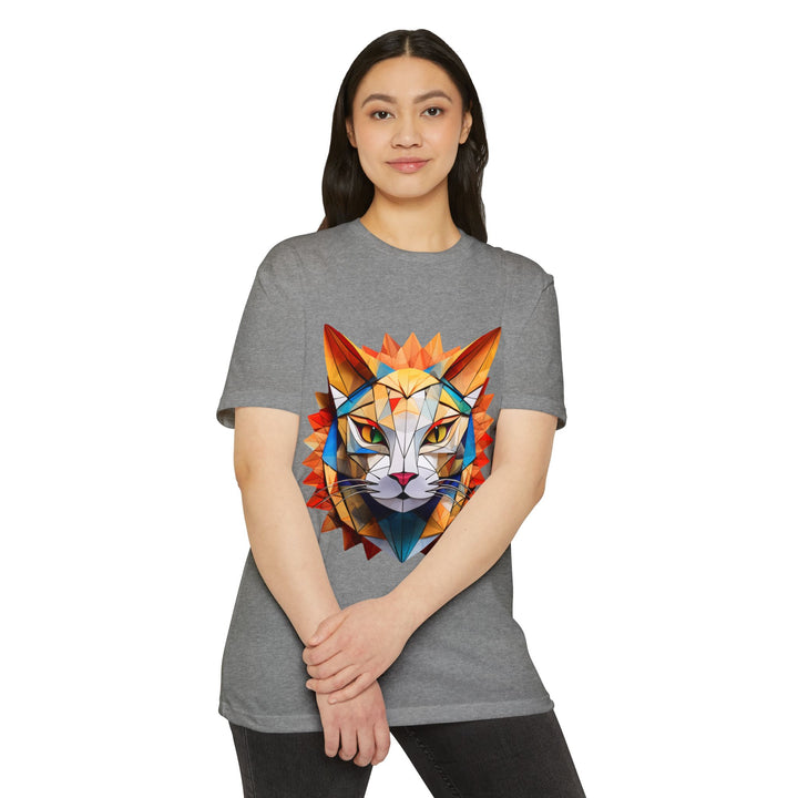 Geometric Feline T-Shirt - Modern Cat Art