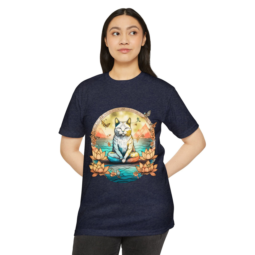 Zen Cat T-Shirt - Tranquil Lotus Meditation