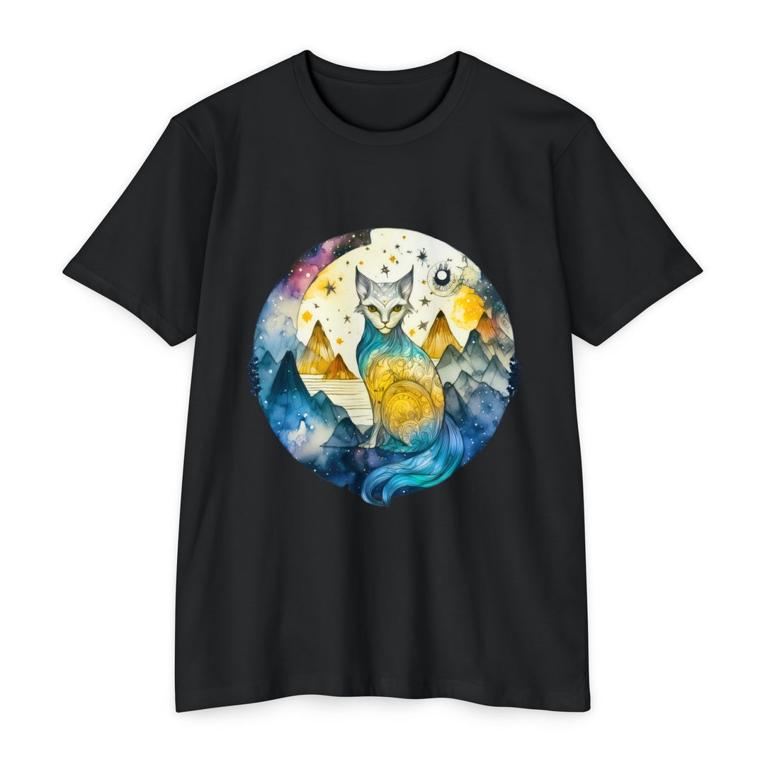 Celestial Cat Dreamscape Top - Unisex Cosmic Journey T-Shirt