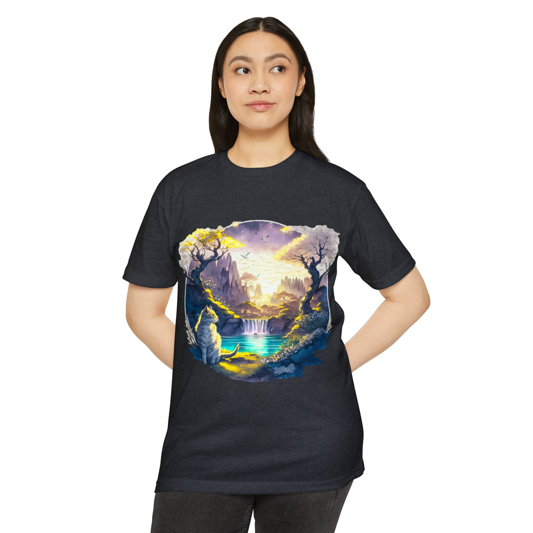 Mystical Realm Cat Top- Unisex Fantasy Landscape T-Shirt