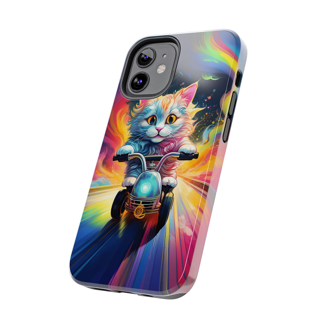 Motorbike Cat Tough Phone Case – Bold Protection with a Dash of Adventure