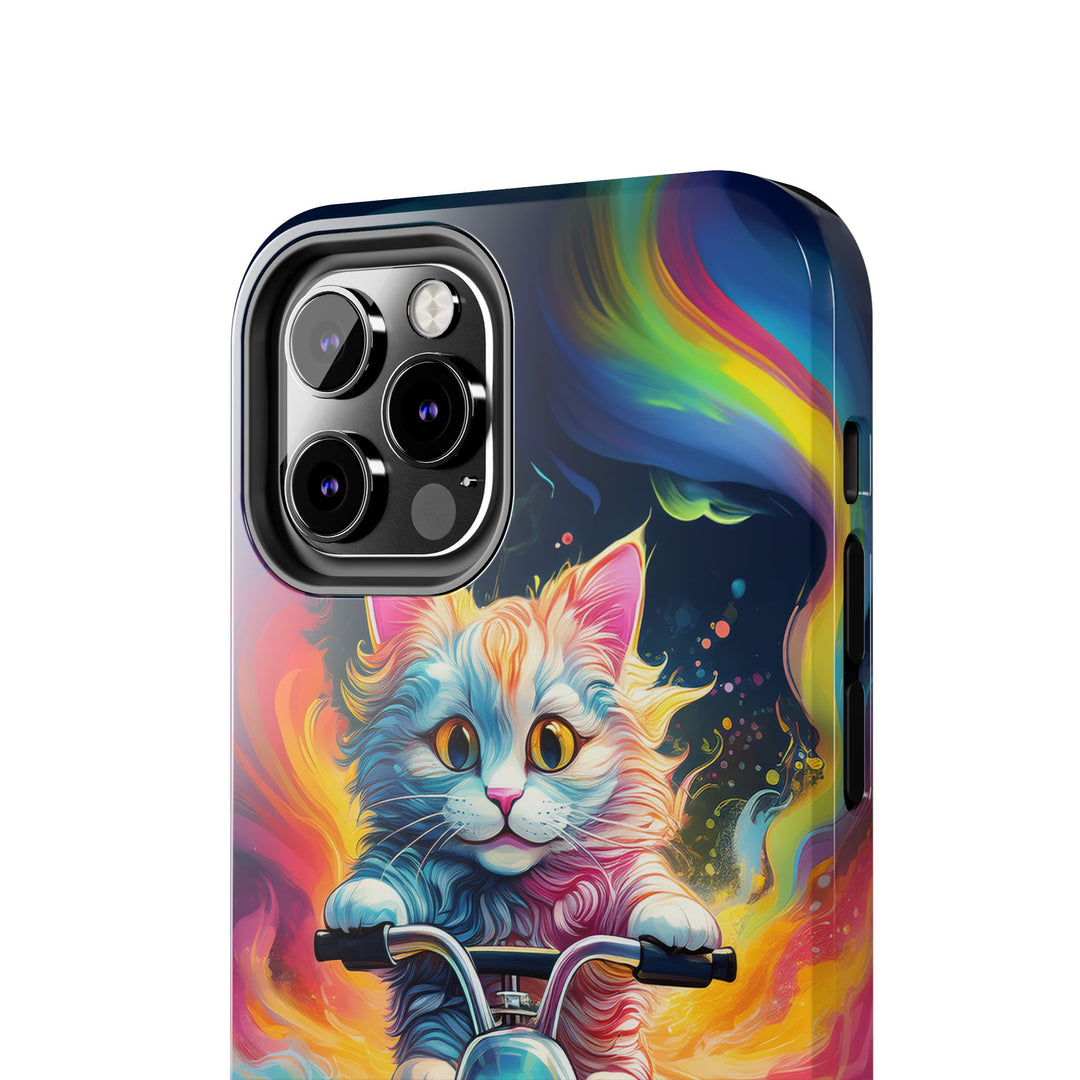 Motorbike Cat Tough Phone Case – Bold Protection with a Dash of Adventure