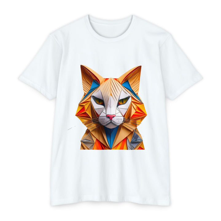 Geometric Feline T-Shirt - Modern Cat Art