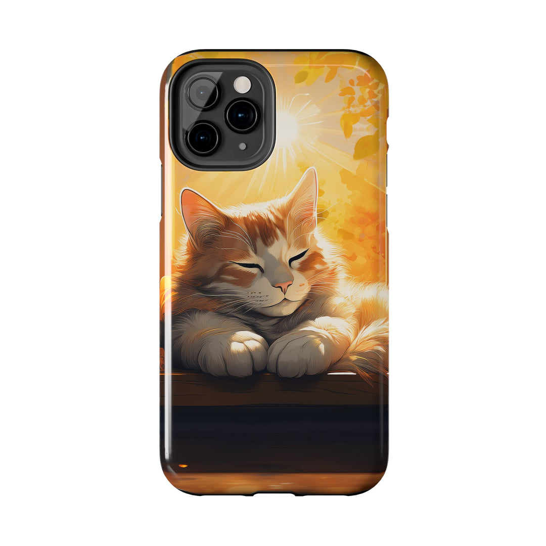 Sunlit Cat Tough Phone Case – Warmth and Protection in One