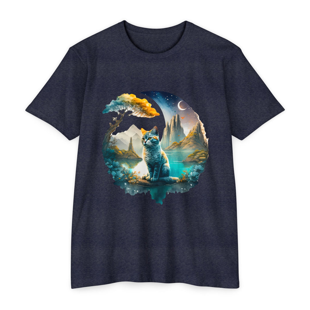 Celestial Watch Cat Top - Unisex Mystical Scenery T-Shirt