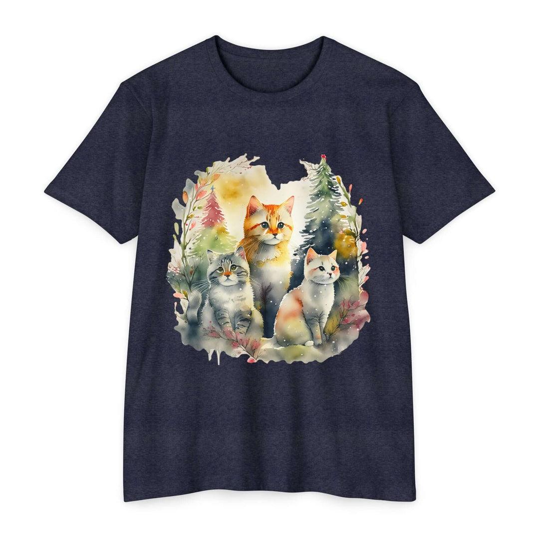 Forest Whispers Cat Top - Unisex Nature-Inspired Watercolor T-Shirt