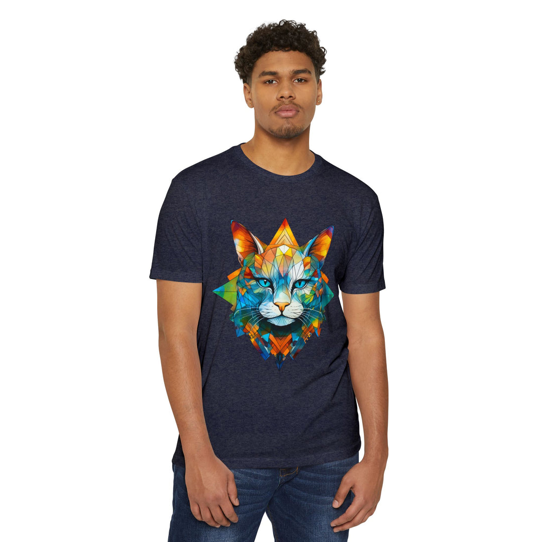 Geometric Prism Cat Top - Unisex Artistic Expression T-Shirt