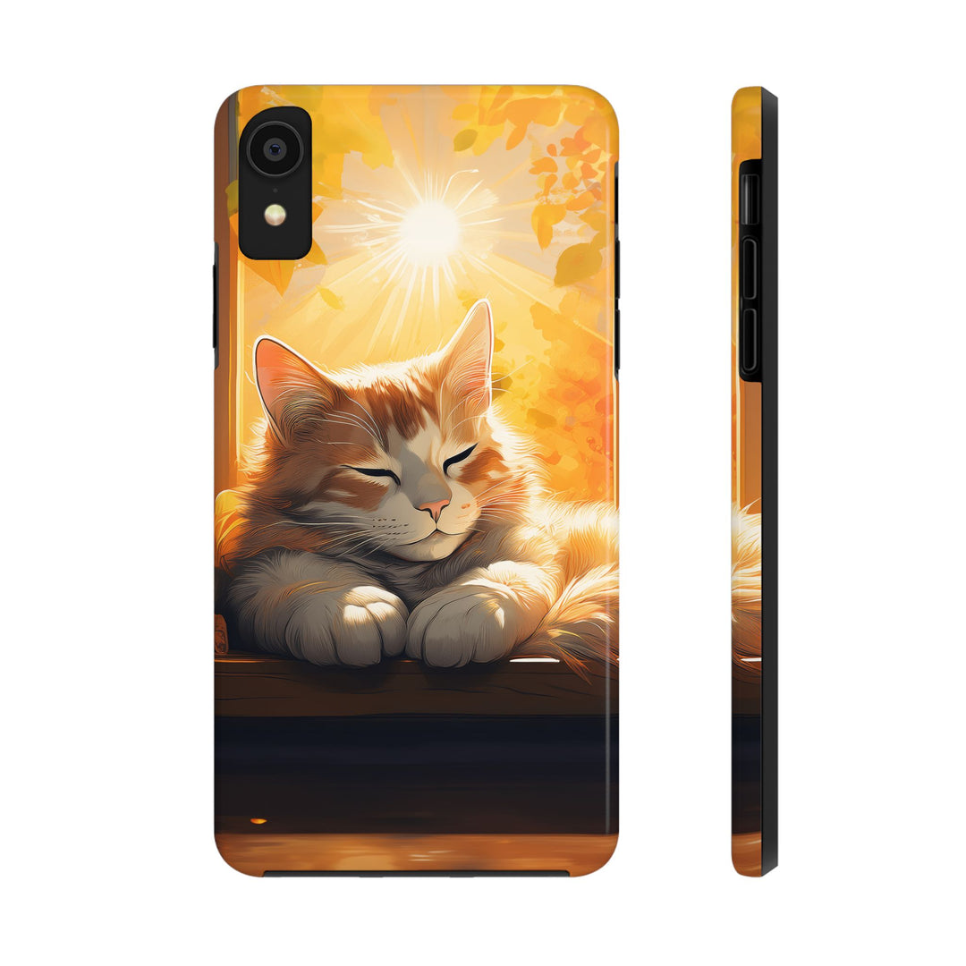 Sunlit Cat Tough Phone Case – Warmth and Protection in One