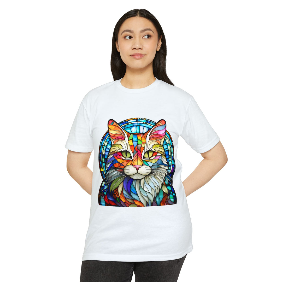 Stained Glass Cat T-Shirt - Kaleidoscope Cat Magic