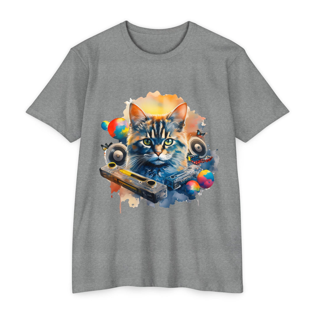 Retro Beats Feline Top - Stylish Unisex T-Shirt