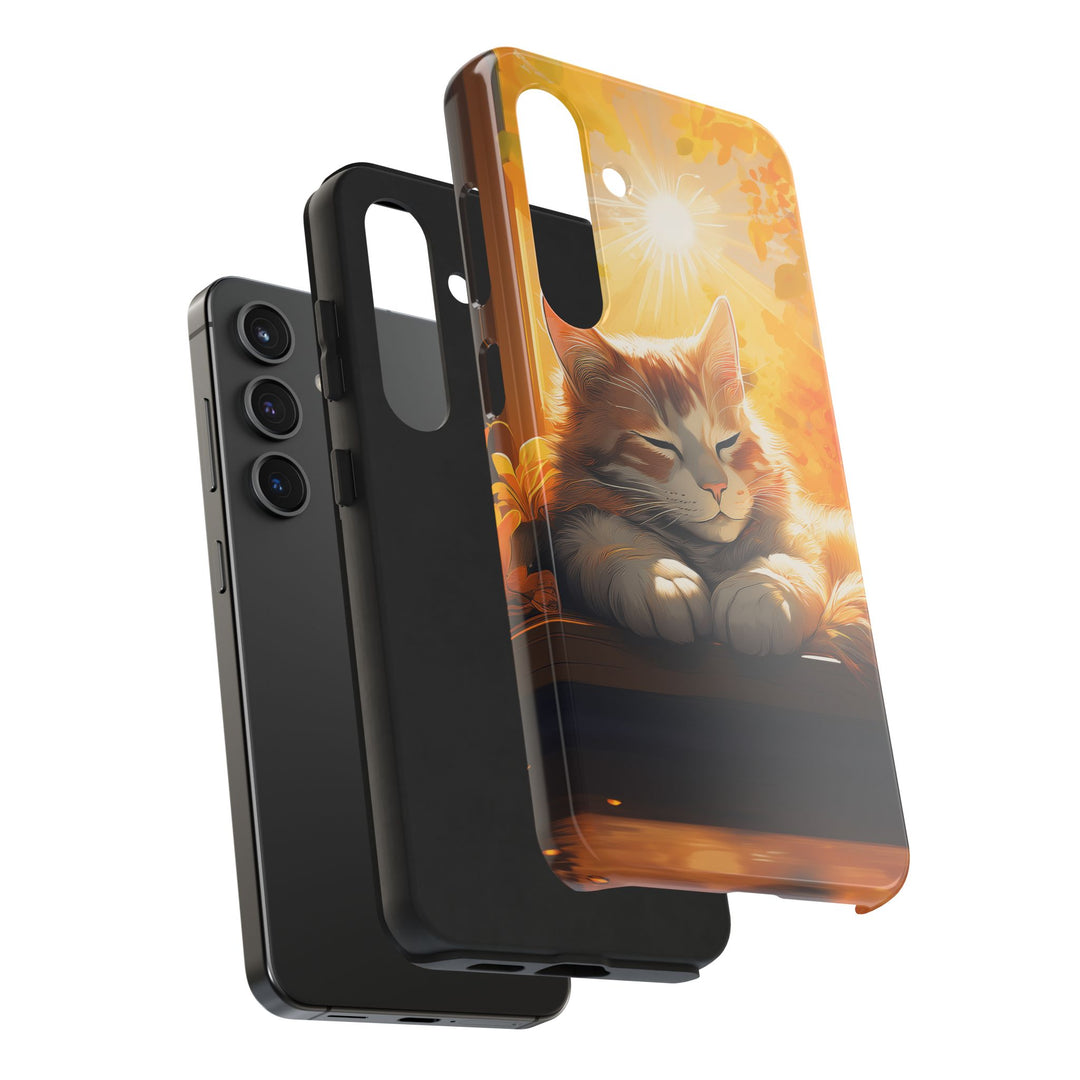 Sunlit Cat Tough Phone Case – Warmth and Protection in One