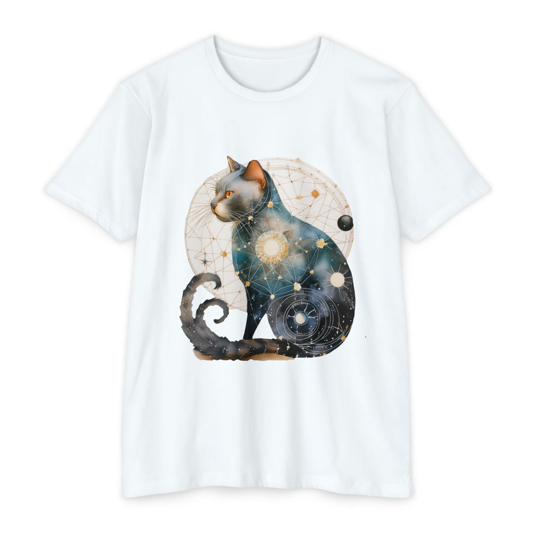 Cosmic Feline Elegance Top - Celestial Cat Art