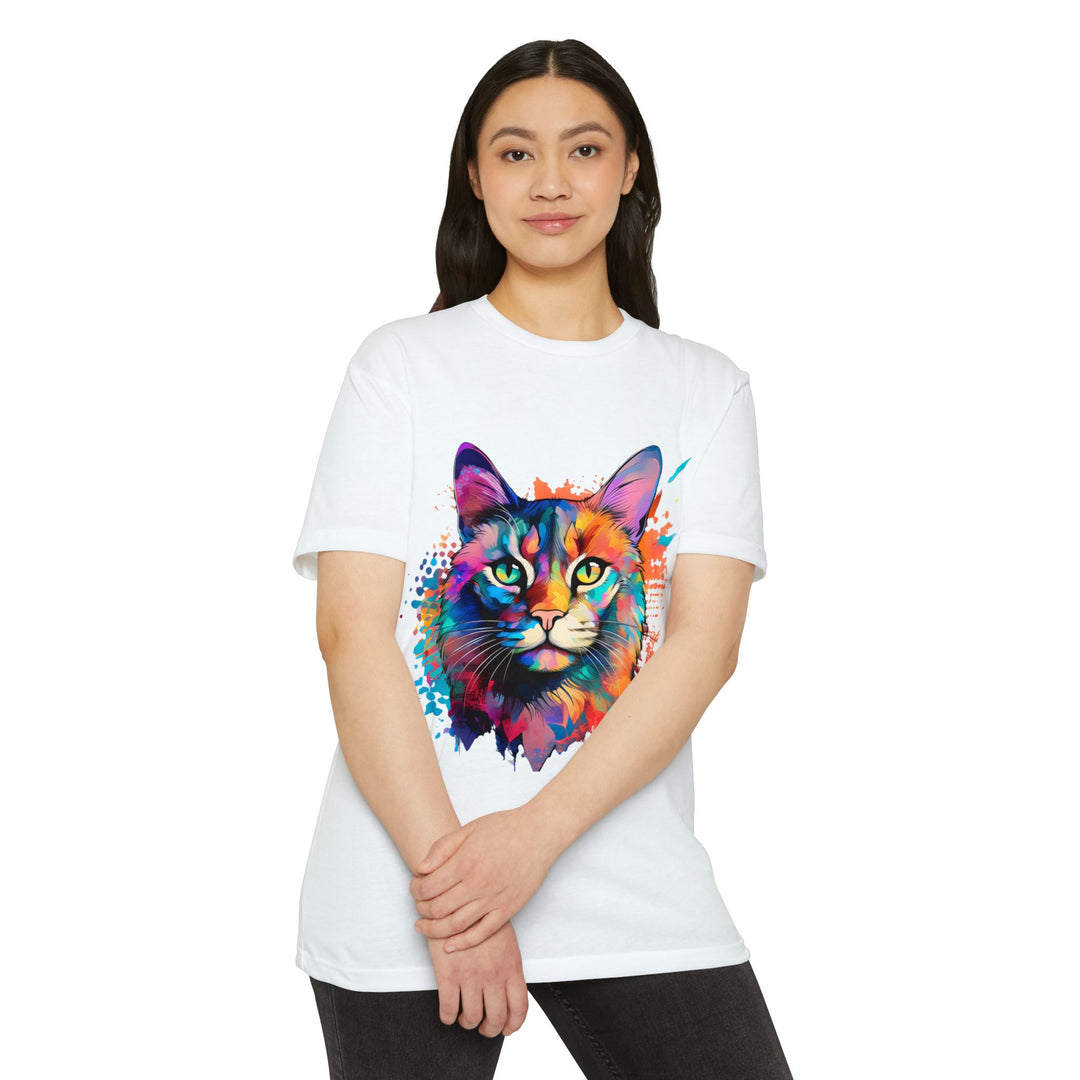 Colorful Cat Portrait Shirt - Abstract Feline Art