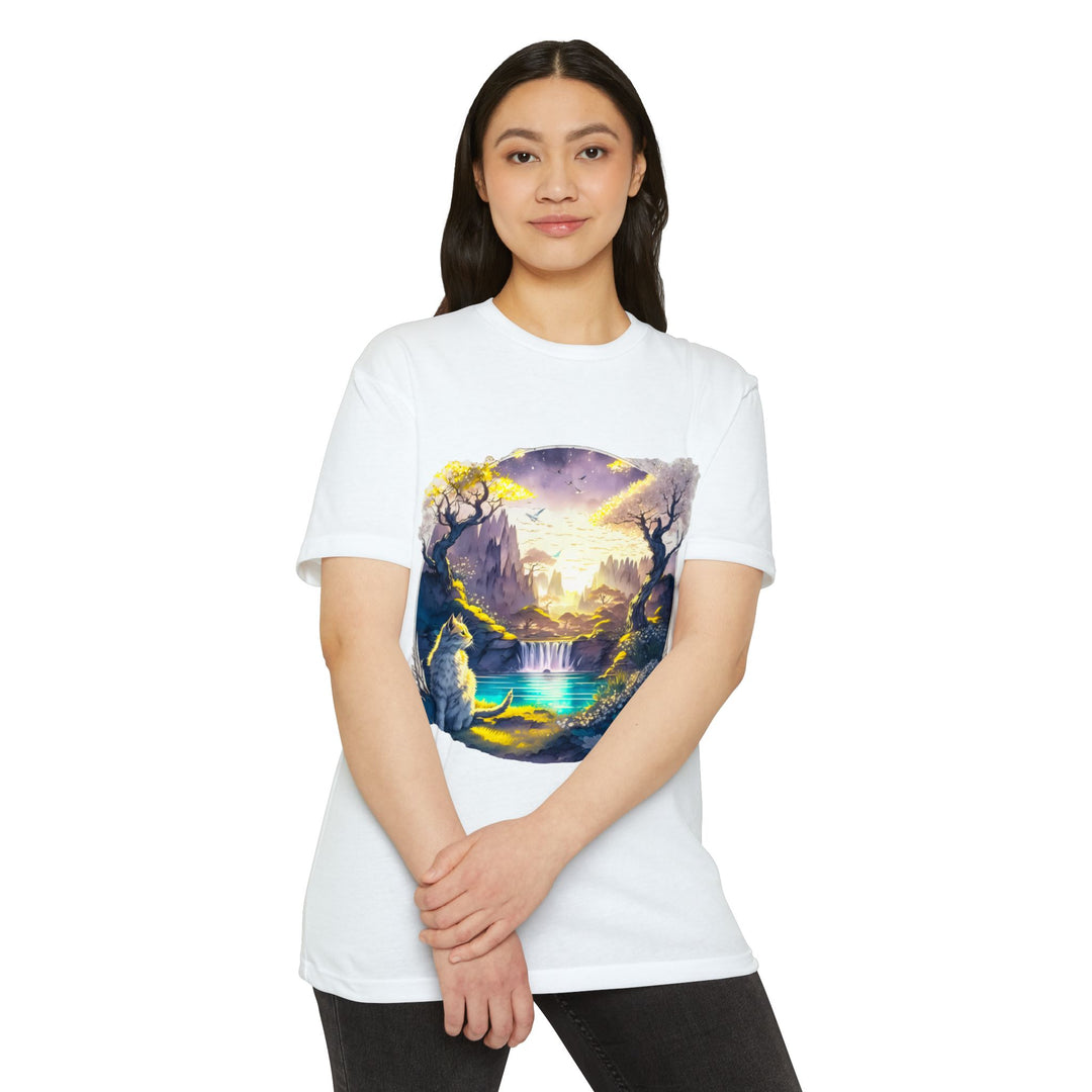 Mystical Realm Cat Top- Unisex Fantasy Landscape T-Shirt