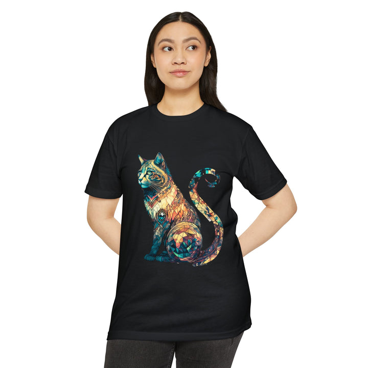 Geometric Feline Majesty Top - Stylish Unisex T-Shirt