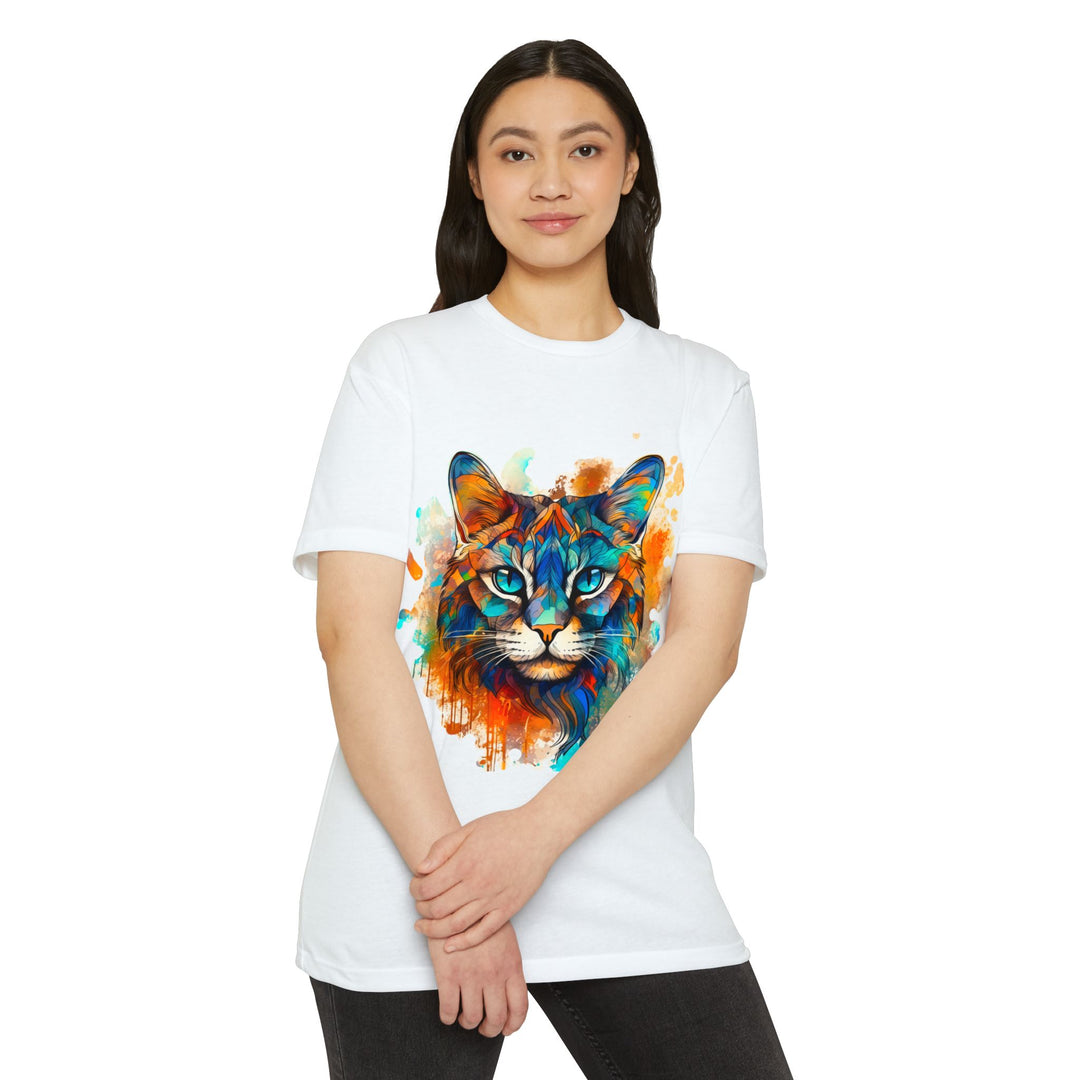 Vibrant Abstract Cat Shirt - Majestic Feline Art