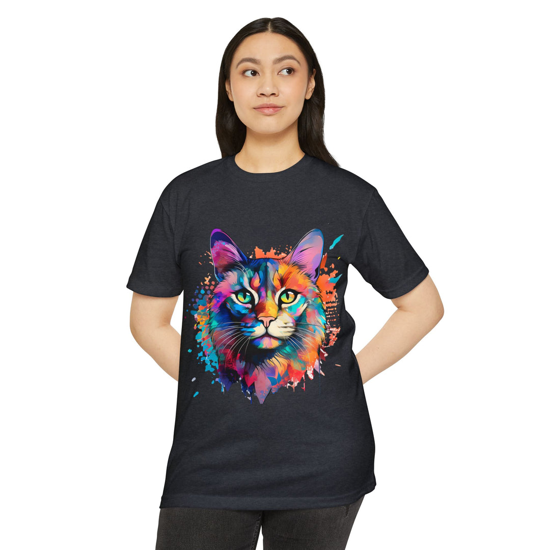 Colorful Cat Portrait Shirt - Abstract Feline Art