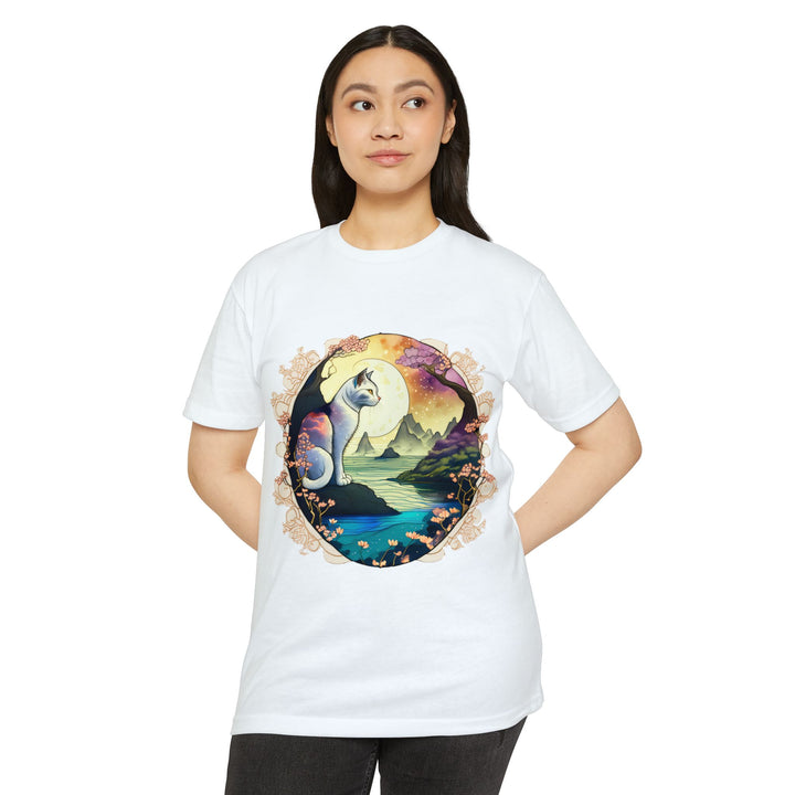 Mystic Moonlit Cat Art Top - Enchanted Night Design