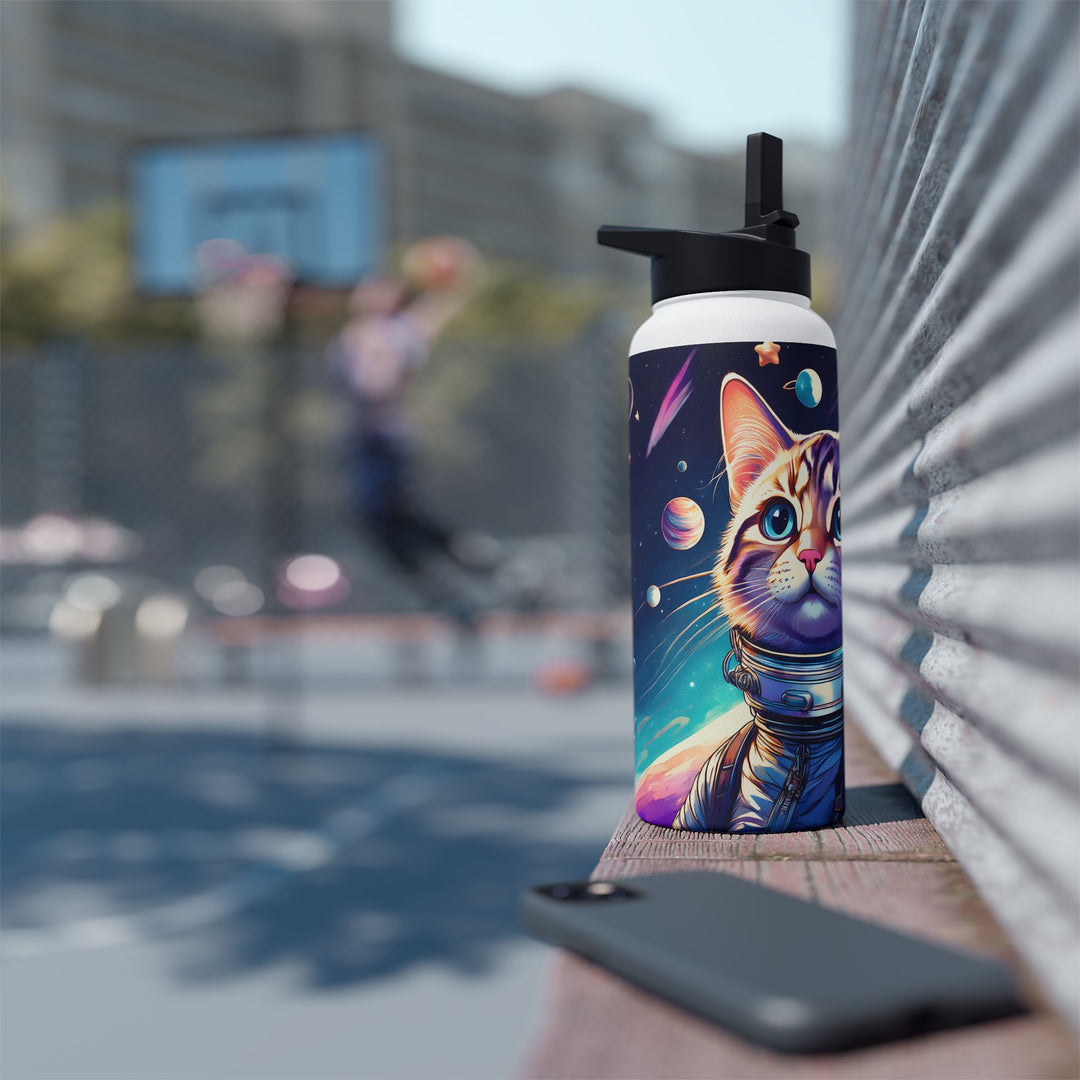 Cosmic Explorer Cat Stainless Steel Water Bottle – Out of This World Hydration