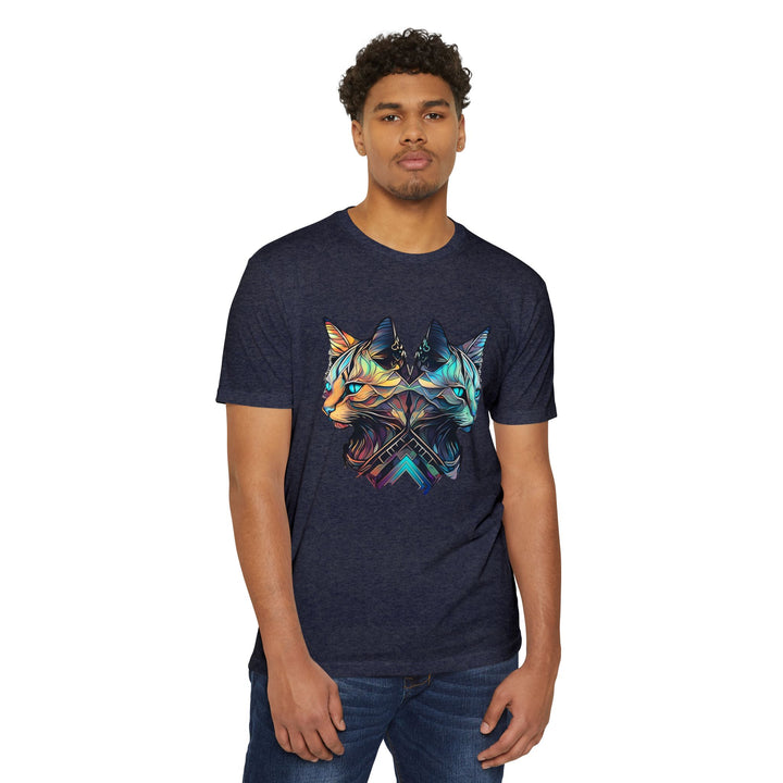 Dual Cat Fusion Art Top - Vibrant Unisex Apparel