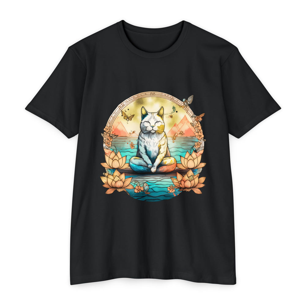 Zen Cat T-Shirt - Tranquil Lotus Meditation