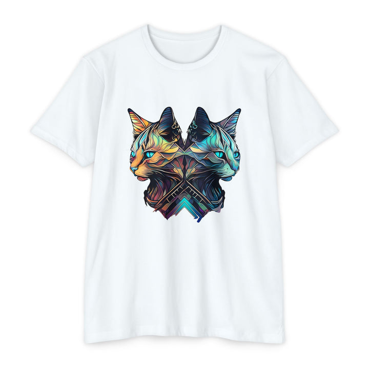 Dual Cat Fusion Art Top - Vibrant Unisex Apparel