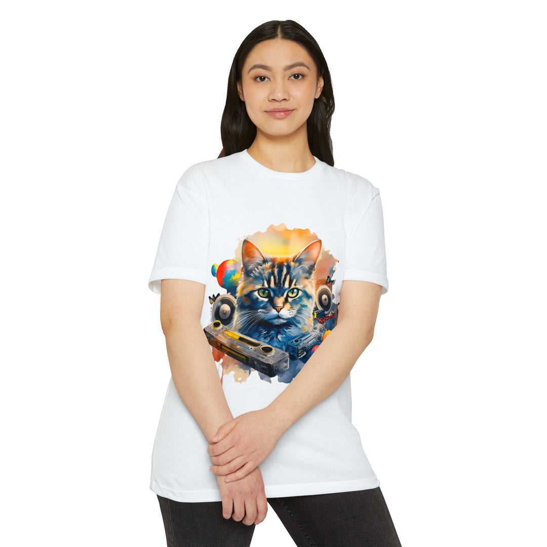 Retro Beats Feline Top - Stylish Unisex T-Shirt