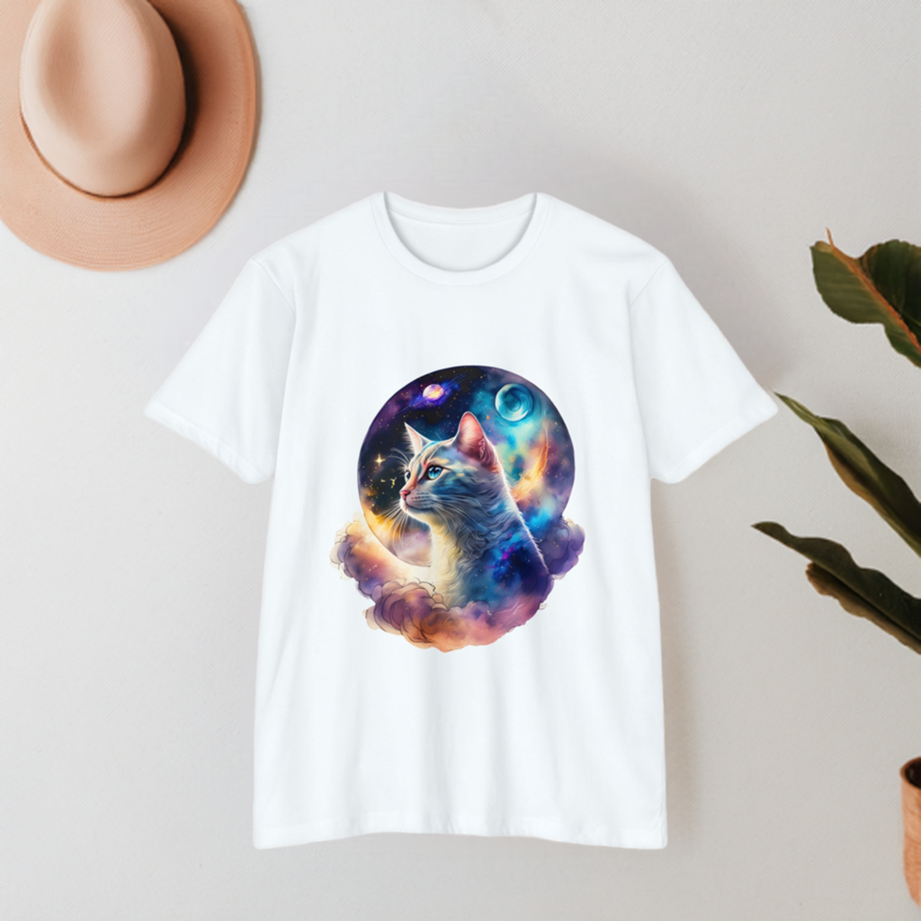 Celestial Cat Dreams Shirt - Mystical Galaxy Design